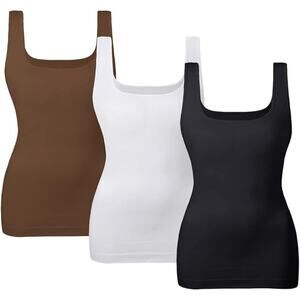 NWT ~ Set/3 Compression Control Top Tank Tops White Brown Black ~ Women's XXL